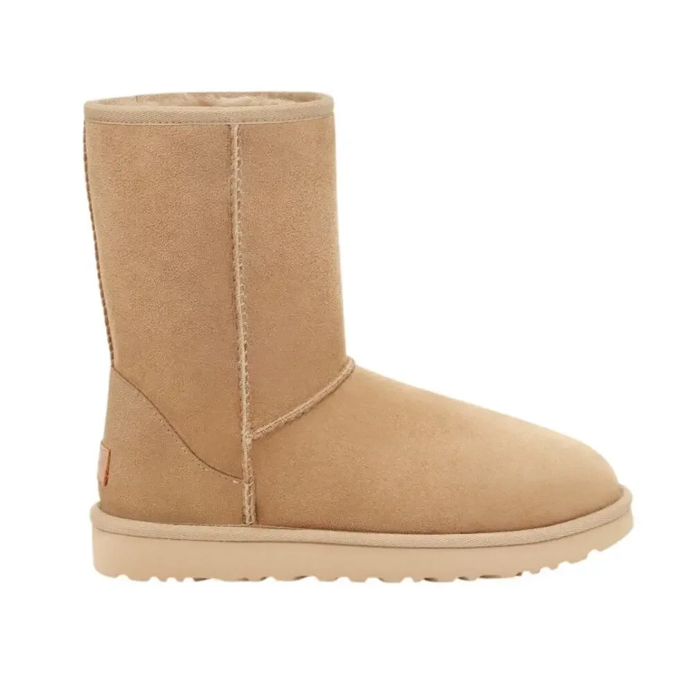 UGG Womens Classic Short II Mid Calf Boots US 8 EU 39 Tan Suede EUC